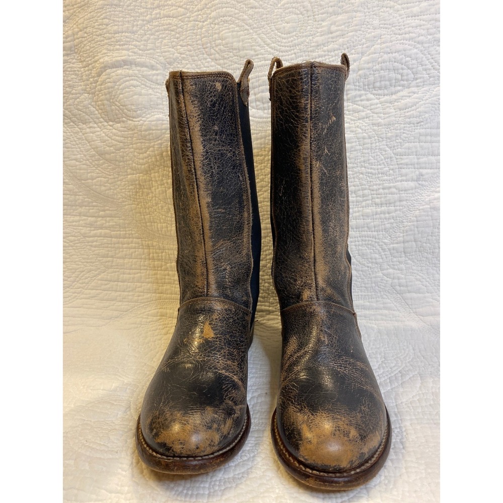 Bed Stu Cobbler Series Distressed Leather Mid Calf Chelsea Boots Brown Womens 9 - Picture 2 of 11